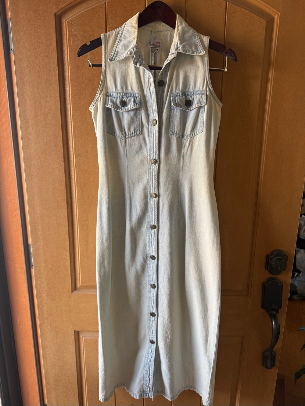 Vintage Studio 25 Light Wash Denim Maxi Dress 100% Cotton Size S